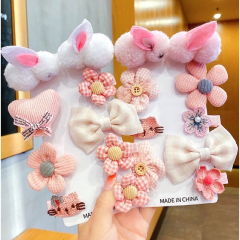 Set 9 Kẹp Tóc 2 Con Thỏ