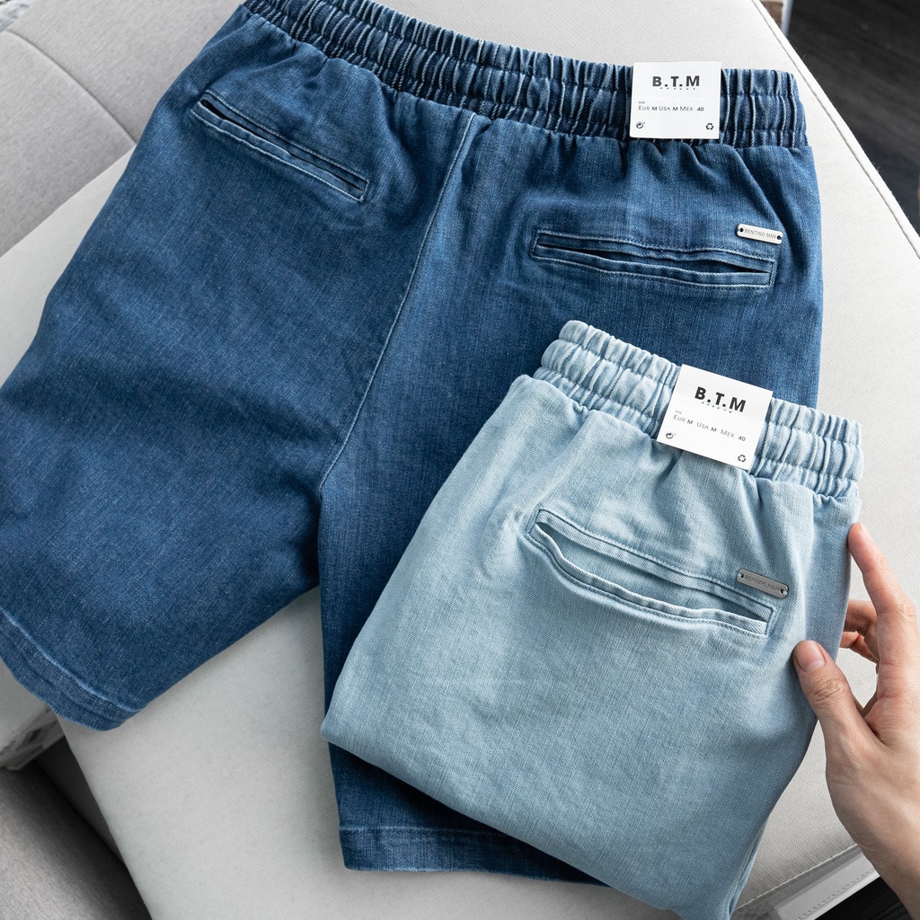 Quần short jean nam , quần lửng jean dây rút form đứng mặc siêu êm B1185