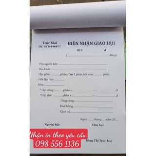 Biên nhận giao hụi a5 50 tờ