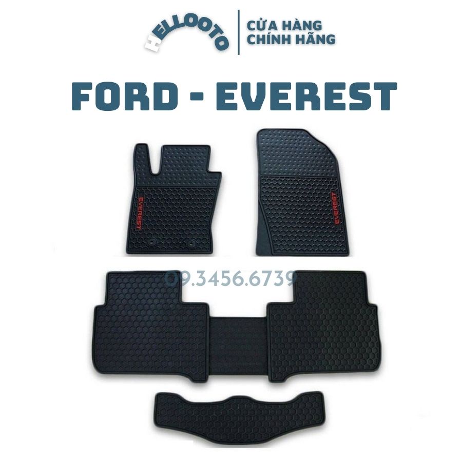 Lót sàn cao su xe Ford Everest 2018 2019 2020 2021 2022 - thảm cao su để chân ô tô ko mùi - 3 hàng ghế