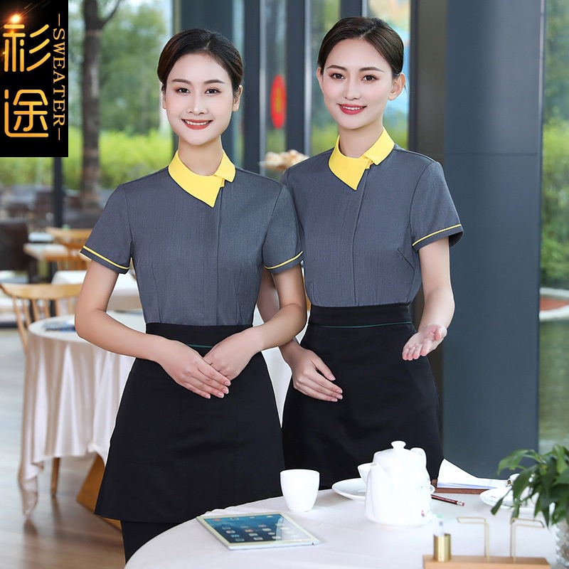 Áo Đồng Phục Nhân Viên Khách Sạn Trung Quốc Ngắn Tay Cho Nữ Phục Vụ Nhà Hàng Khách Sạn