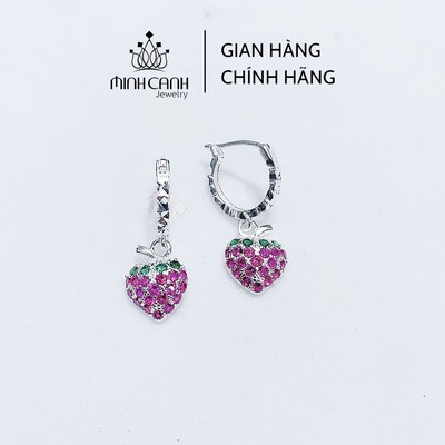 Bông Tai Bạc Dâu Tây Dạng Treo Cho Bé Gái - Minh Canh Jewelry