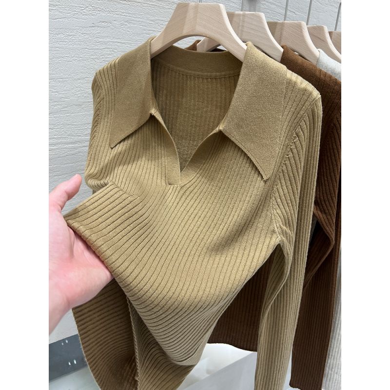 Áo POLO Dệt Kim Tay Dài Thời Trang Dành Cho Nữ