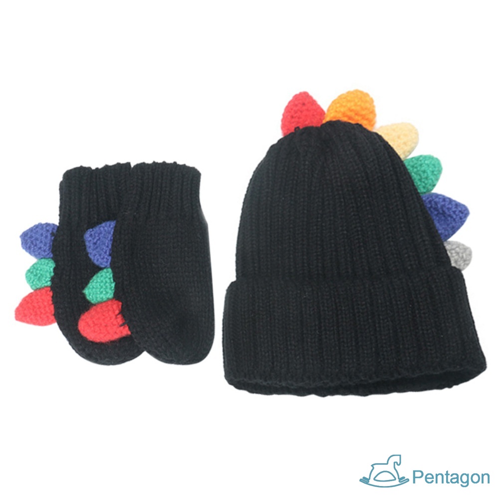Mũ Beanie Kèm Găng Tay Hình Khủng Long Dễ Thương Cho Bé