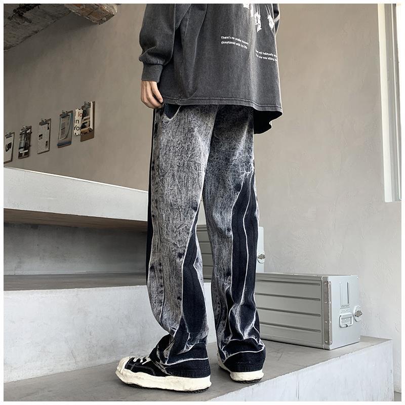 Quần Jean Nhuộm Màu Dáng Suông Rộng Phong Cách Thời Trang Retro Mỹ