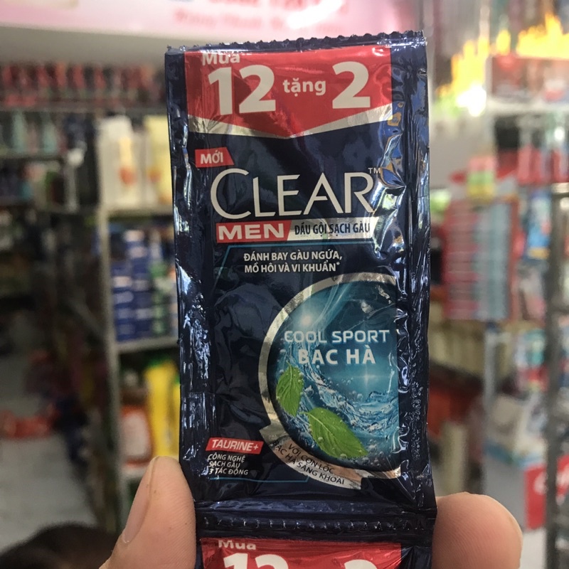1 dây dầu gội đầu Clear men Bạc Hà 12+2 gói