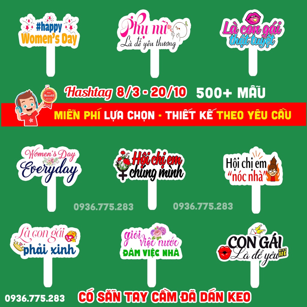 hashtag ngày lễ 8/3 -20/10, Thiết kế MIỄN PHÍ theo yêu cầu