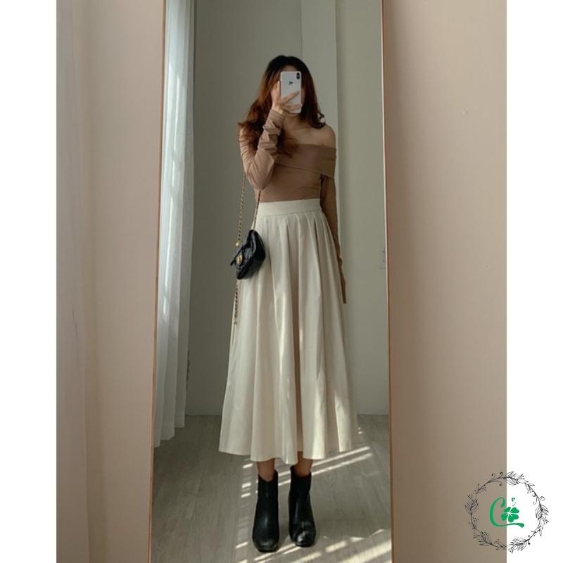Chân váy dài xếp ly chất kaki 2 da CV06 COCOSTORE