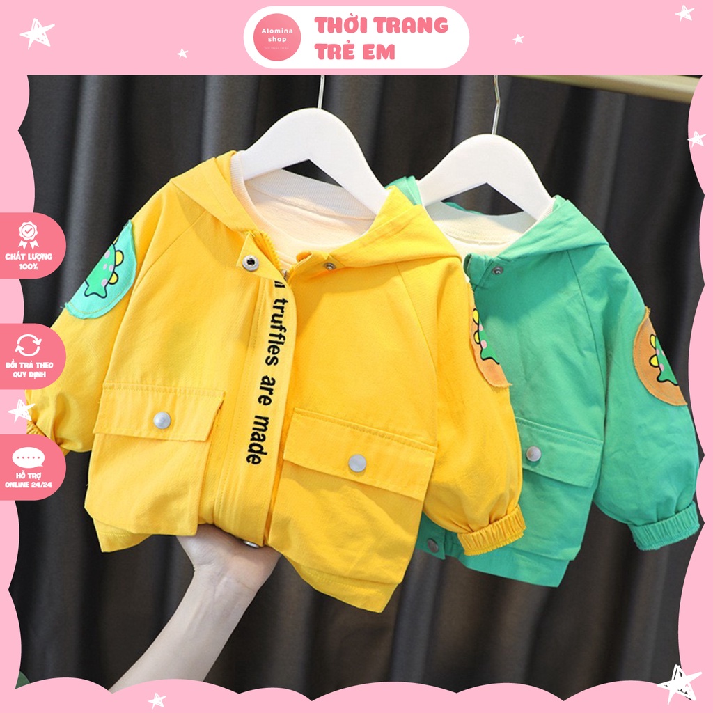 Áo Khoát Gió Khủng Long 2 Lớp Cao Cấp Cho Bé Trai, Khoát Mặc Đi Chơi Sang Chảnh, Size Từ 10-20Kg