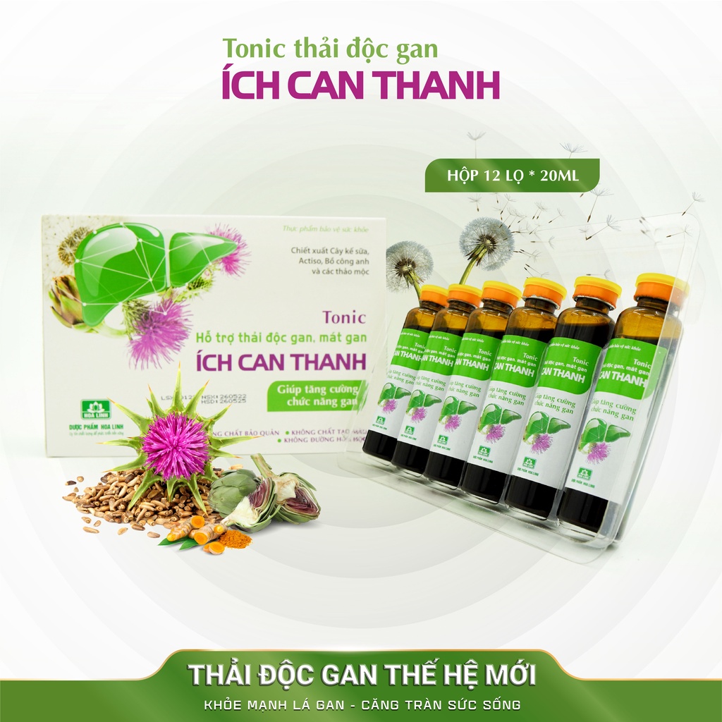 Tonic thải độc gan ÍCH CAN THANH - Thải độc gan thế hệ mới - Hộp 12 lọ x 20ml - EZ Pharmacy