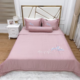 Bộ chăn ga gối phi lụa trần bông 5 món đủ kích cỡ