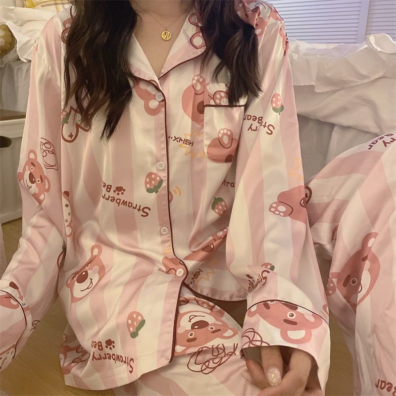 Bộ Đồ Ngủ Tay Dài In Họa Tiết Hoạt Hình Phong Cách Nhật Bản Dễ Thương Thời Trang Mùa Thu Cho Nữ