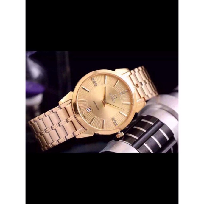 Đồng Hồ Nam Omega OM037 chạy Pin Dây Thép Khung Thép Chống Xước, Chống Nước - TẶNG 1 Vòng tỳ Hưu + 1 pin AG4