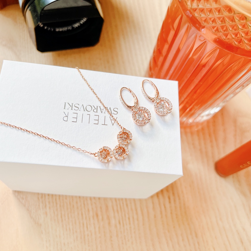 Dây chuyền Khuyên tai Swarovski Dancing Trilogy Rose