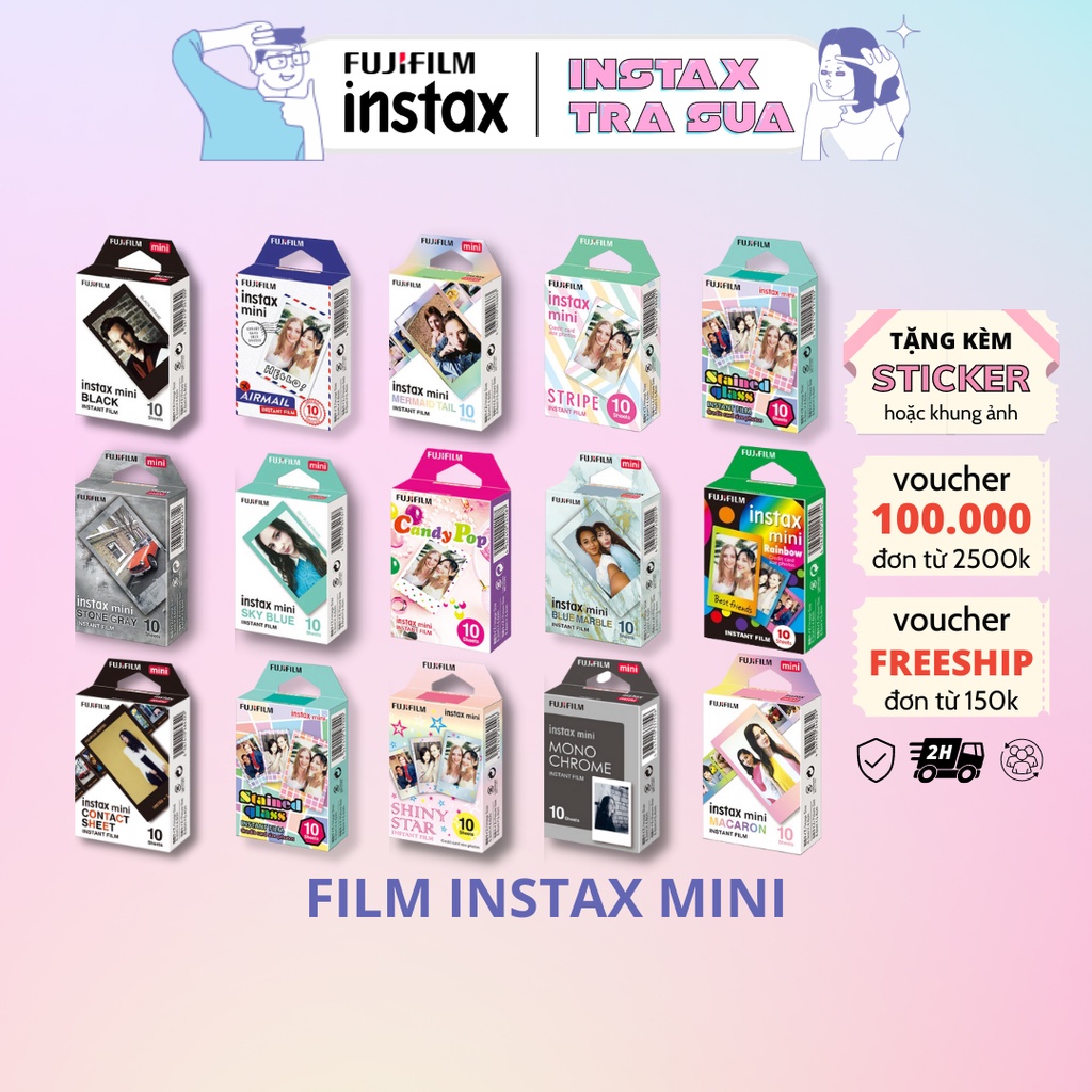 Film instax mini Fujifilm - Viền hình các loại (chính hãng) - Hạn dùng xa