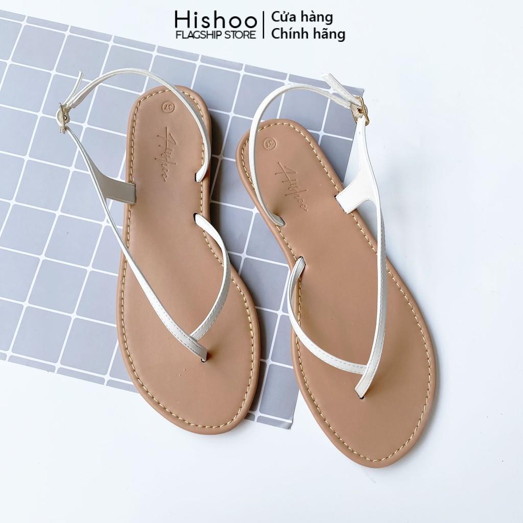 Giày Sandal Cho Nữ đi học Xỏ Ngón Thời Trang biển Dây hậu Mảnh Cao Cấp Hishoo VNXK Ulzzang S045