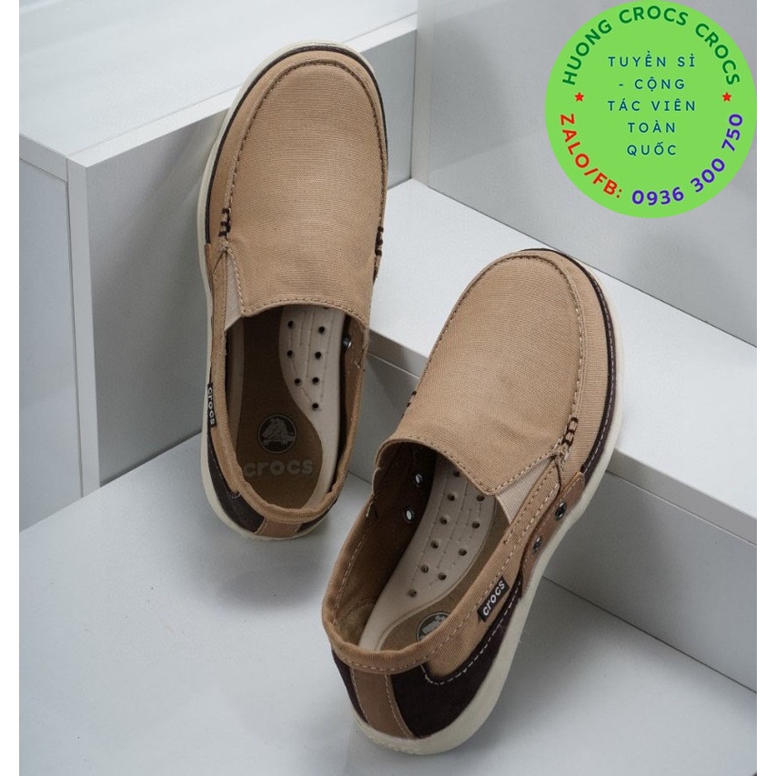 GIÀY LƯỜI VẢI THÔ CROCS WALU CANVAS CHO NAM MÀU KHAKI