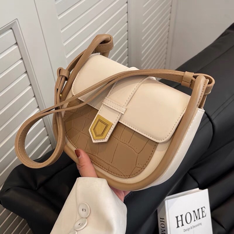 Túi xách nữ hàn quốc đeo chéo nữ da dày bọc viền 1 dải dáng tròn HT120