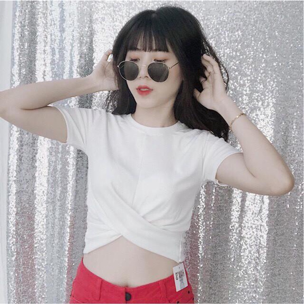 ÁO THUN CROPTOP ÔM BODY TRƠN BASIC XOẮN NGỰC 50