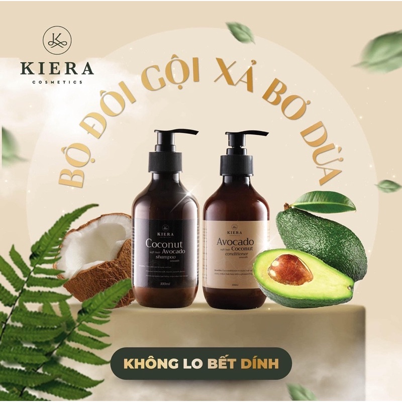 Dầu gội, xả Bơ Dừa Kiera giúp kích thích mọc tóc, giảm rụng và phục hồi tóc hư tổn