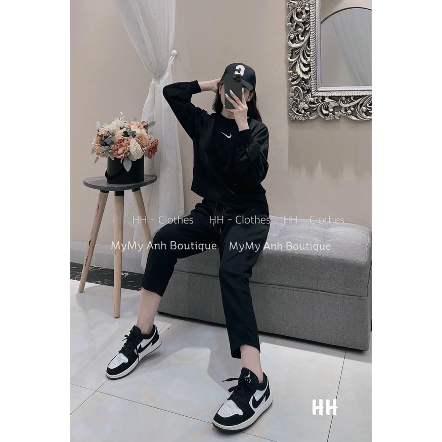 Bộ Nỉ Thể Thao Nữ Sét Thu Đông Cao Cấp Dày Dặn Co Giãn Chất Lượng