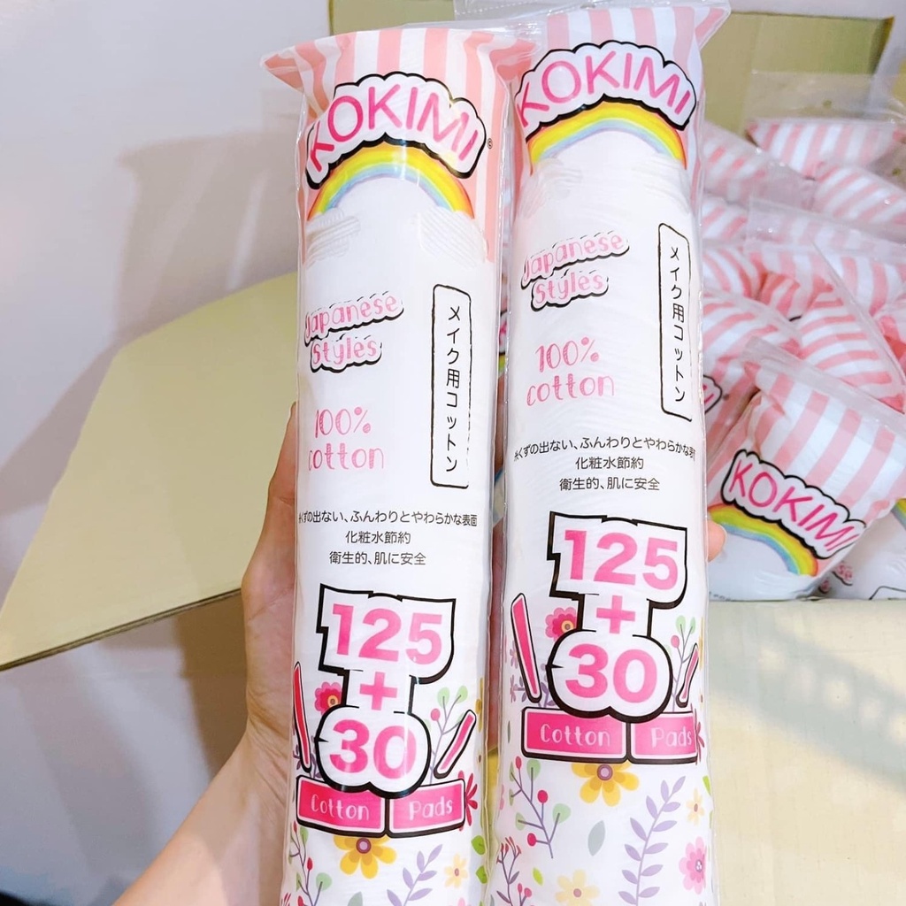 Bông tẩy trang Kokimi túi 155 miếng tròn