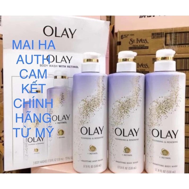 Sữa tắm trắng da Olay B3 retinol và Collagen 530ml từ Mỹ