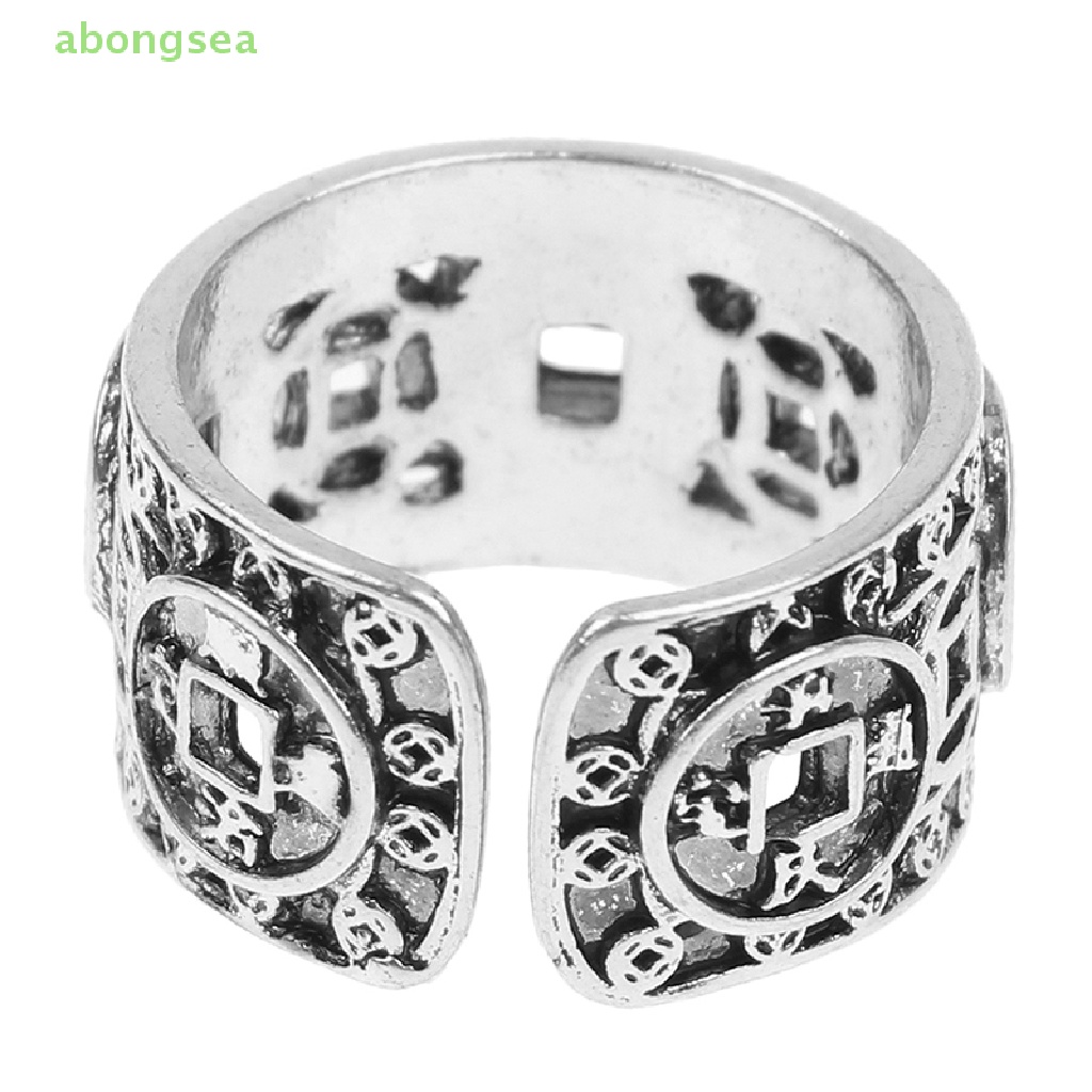 Abongsea Nhẫn Hở Hình Đồng Xu Hoàng Đế May Mắn Phong Cách Vintage Có Thể Điều Chỉnh Cho Nam Nữ