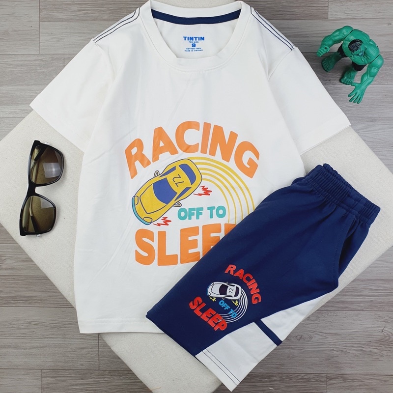 Bộ thun cotton tay ngắn quần đùi họa tiết hình in cho bé trai size đại cồ dưới 60kg