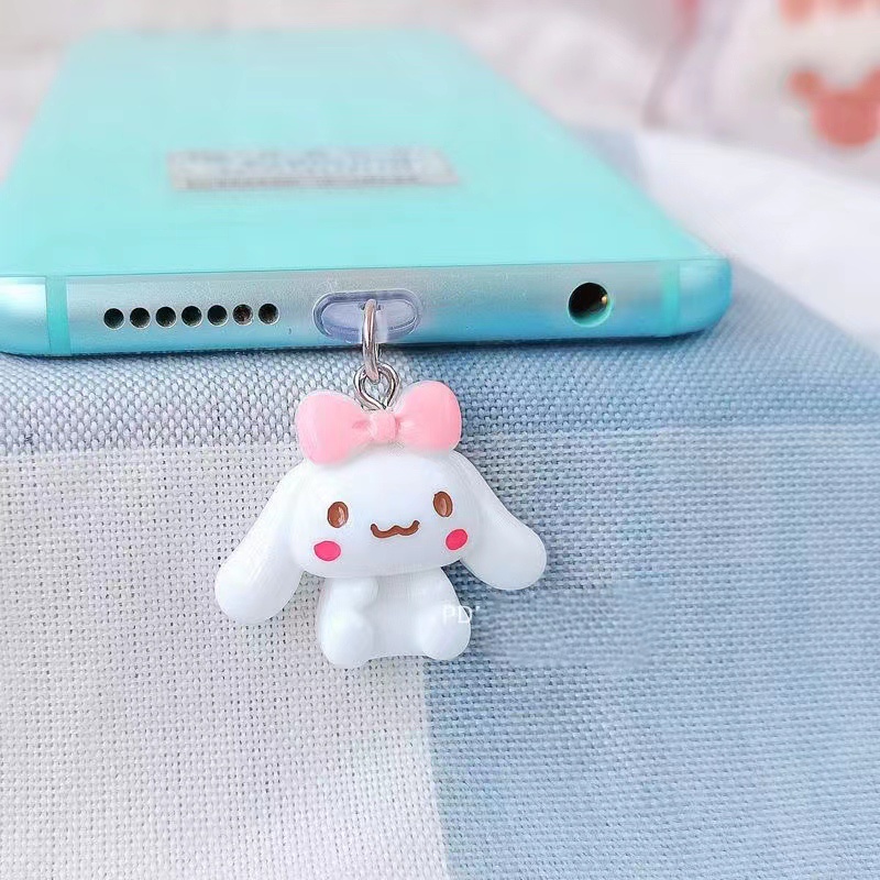 Anime cute dây đeo điện thoại sanrio Cinnamoroll nút bịt cổng sạc điện thoại dễ thương chống bụi móc khóa iphone samsung oppo type c Phụ Kiện Trang Trí
