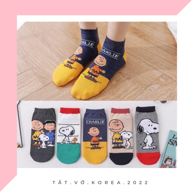 TẤT VỚ CỔ NGẮN NỮ HOẠ TIẾT CHÚ CHÓ SNOOPY PHONG CÁCH HÀN QUỐC