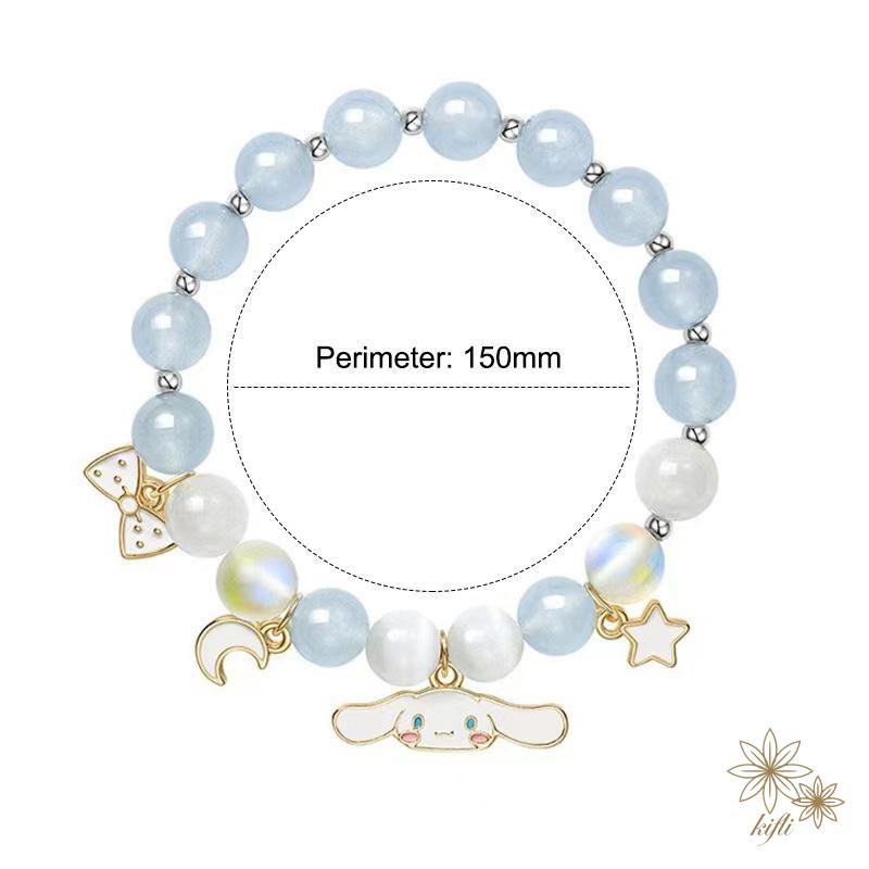 SANRIO Vòng Đeo Tay Chuỗi Hạt Co Giãn Mặt Dây Đôi Hình Cinnamoroll Kuromi My Melody Dễ Thương Dành Cho Nữ