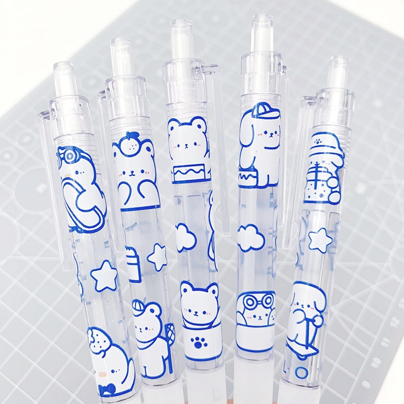 Dao dọc giấy, dao chiết Washi Tape hình Gấu dễ thương - dạng bút bấm