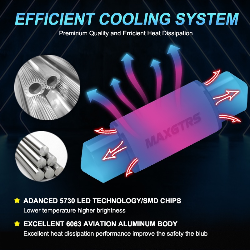 Set 2 đèn LED MAXGTRS DC12V / 24V 28 31 36 39 41mm C5W 5730 chuyên dụng cho xe hơi