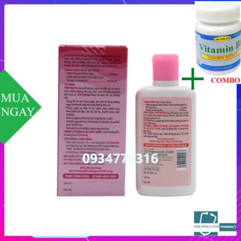 Combo Vitamin B1 chai 100 viên+ Dung dịch vệ sinh phụ nữ PHYTOGYNO 100ml