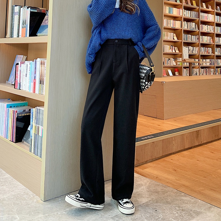Quần dài SUXI lưng cao ống rộng phong cách Hàn Quốc thời trang mùa thu dành cho nữ