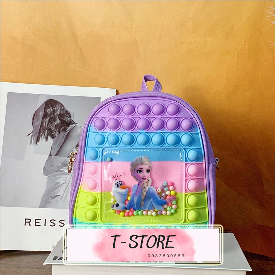 Balo cho bé hình công chúa elsa, balo pop it ngộ nghĩnh, dễ thương