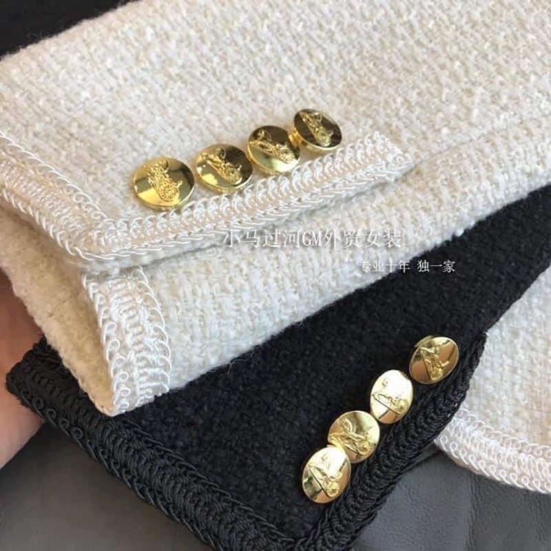 Áo dạ tweed cúc đồng hàng Quảng Châu xinh xắn