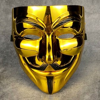 Mặt nạ Hacker màu vàng gold bản full dày dặn, mặt nạ hoá trang Halloween