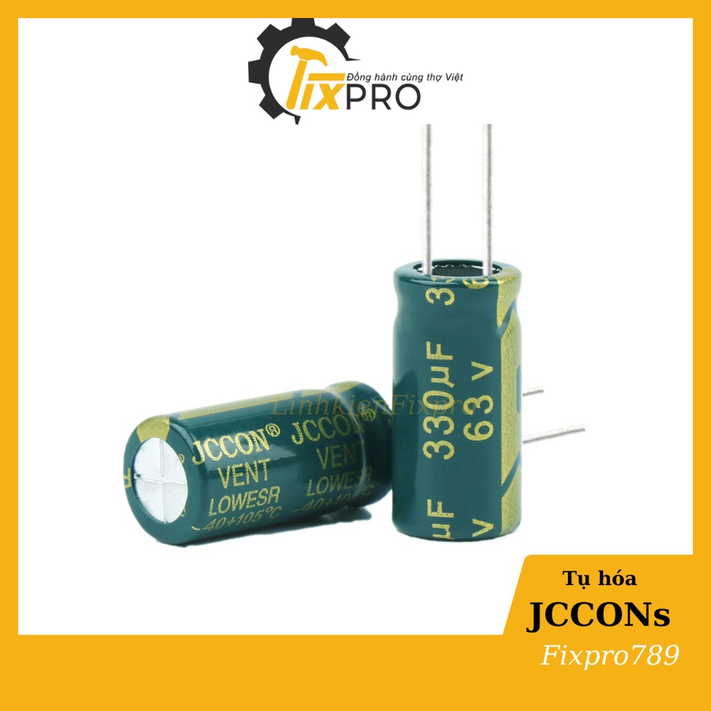 Tụ hóa 63V 330uF chính hãng JCCONs tần số cao màu xanh xịn