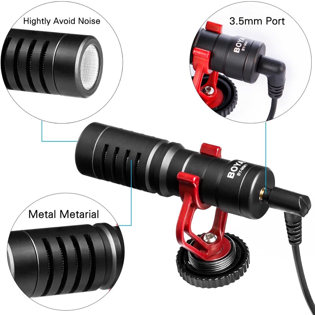 BOYA BY-MM1 Micro Shotgun Cardioid Condenser Dùng Cho Quay Video Điện Thoại, Máy Ảnh, PC | BigBuy360 - bigbuy360.vn