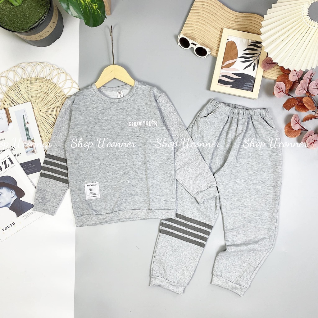 Bộ dài tay thu đông bé trai, bộ đông bé trai, chất umi co giãn nhẹ, size đại cho bé từ 20-45kg