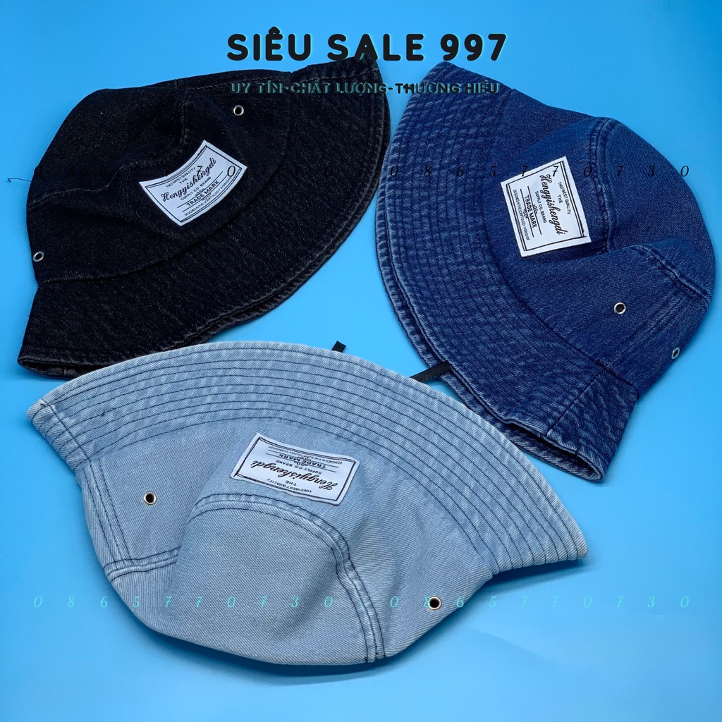 NÓN VÀNH CHẤT JEAN MỀM DENIM PHỐI LOGO HÀNG QC NHẬP CAO CẤP THỜI TRANG NỮ CÓ DÂY ĐIỀU CHỈNH FORM