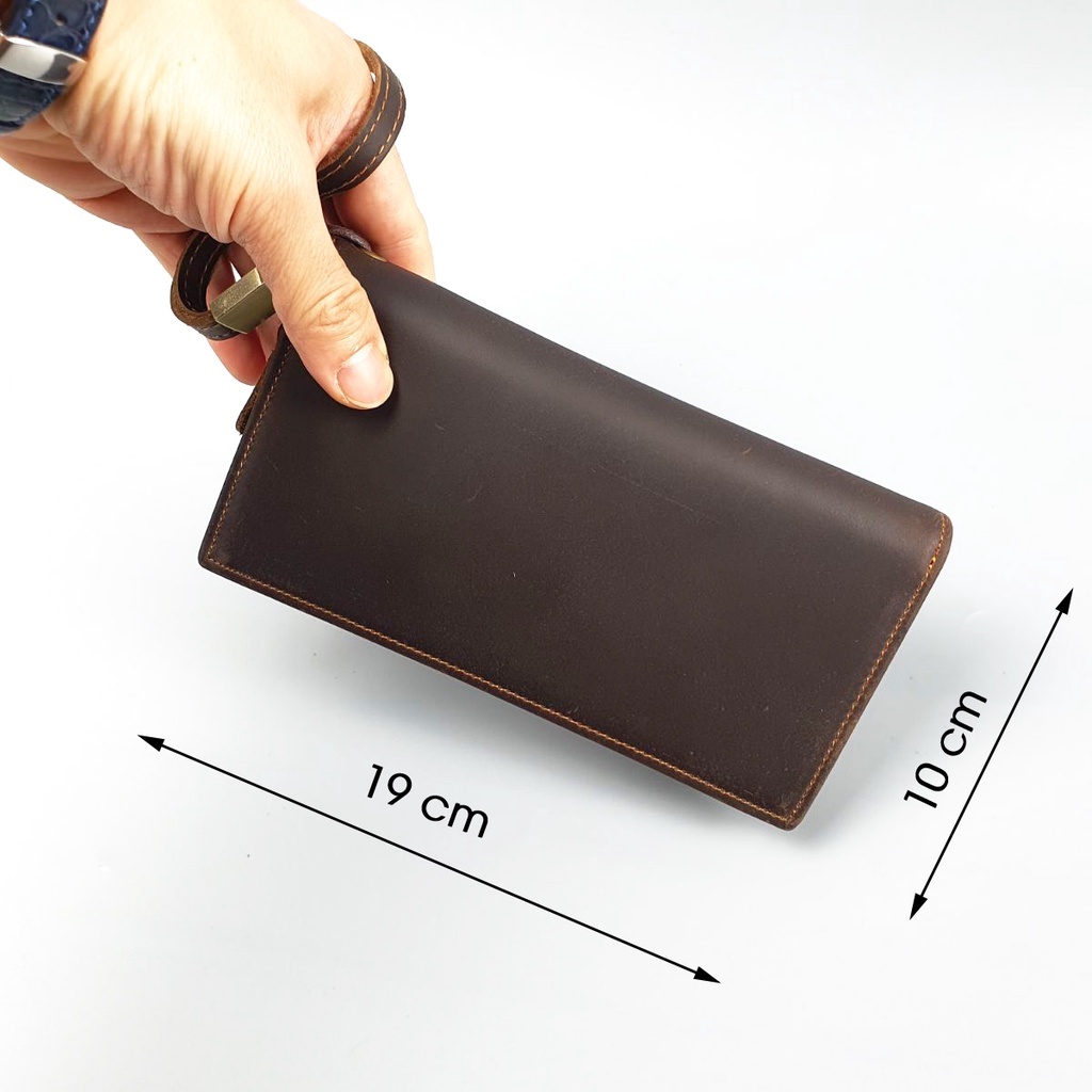 Ví cầm tay nam nữ da bò thật CL129VB   - 100% da bò thật, BH 3 năm