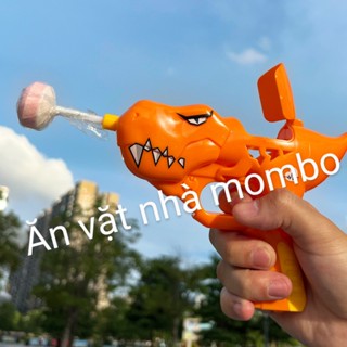 Kẹo đồ chơi 3in1 súng bắn kẹo khủng long gồm kẹo mút và kẹo nổ