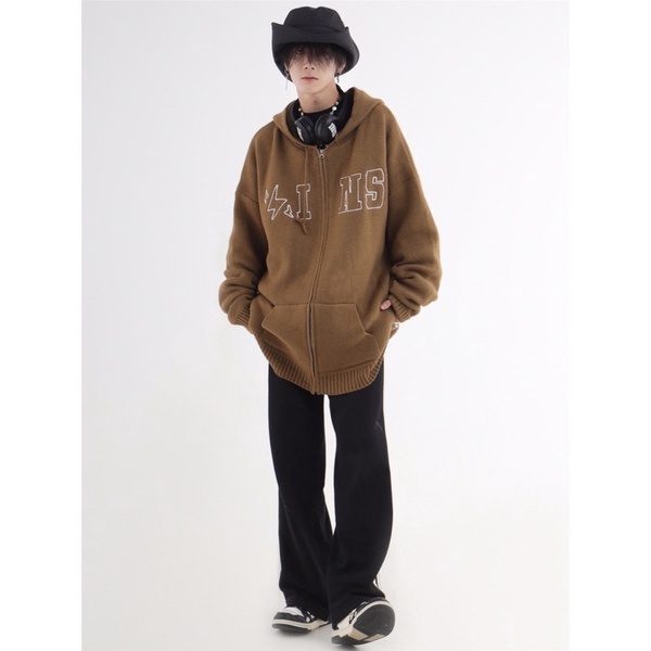 Áo len kéo khoá có mũ