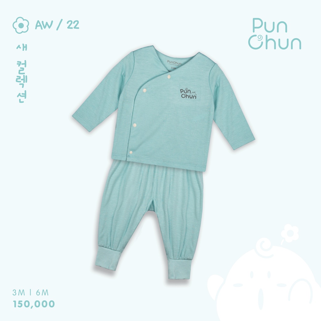 Punchun- Bộ dài cúc chéo Punchun cho bé sơ sinh đến 6 tháng AW2022D06