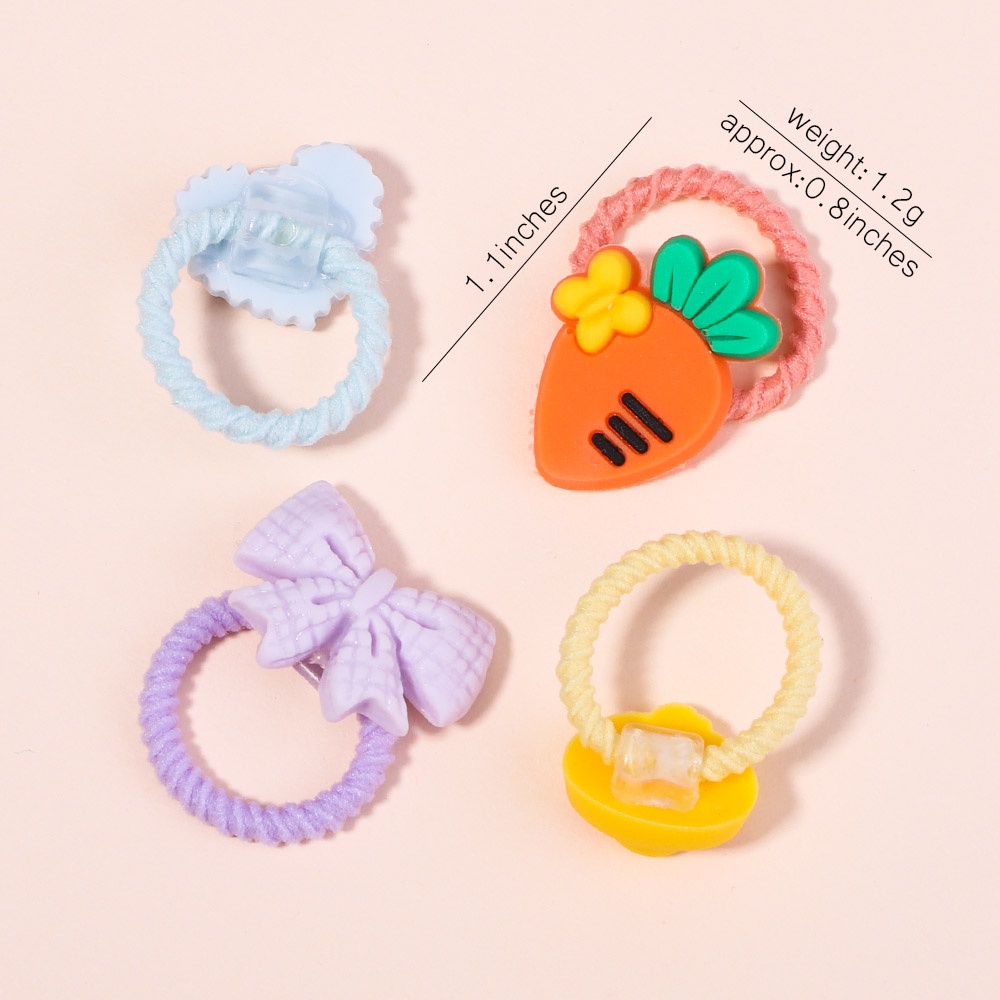 RainBow Bows Set 10 / 20 Dây Cột Tóc Co Giãn Đính Nơ In Họa Tiết Trái Cây Hoạt Hình Dễ Thương Cho Bé Gái