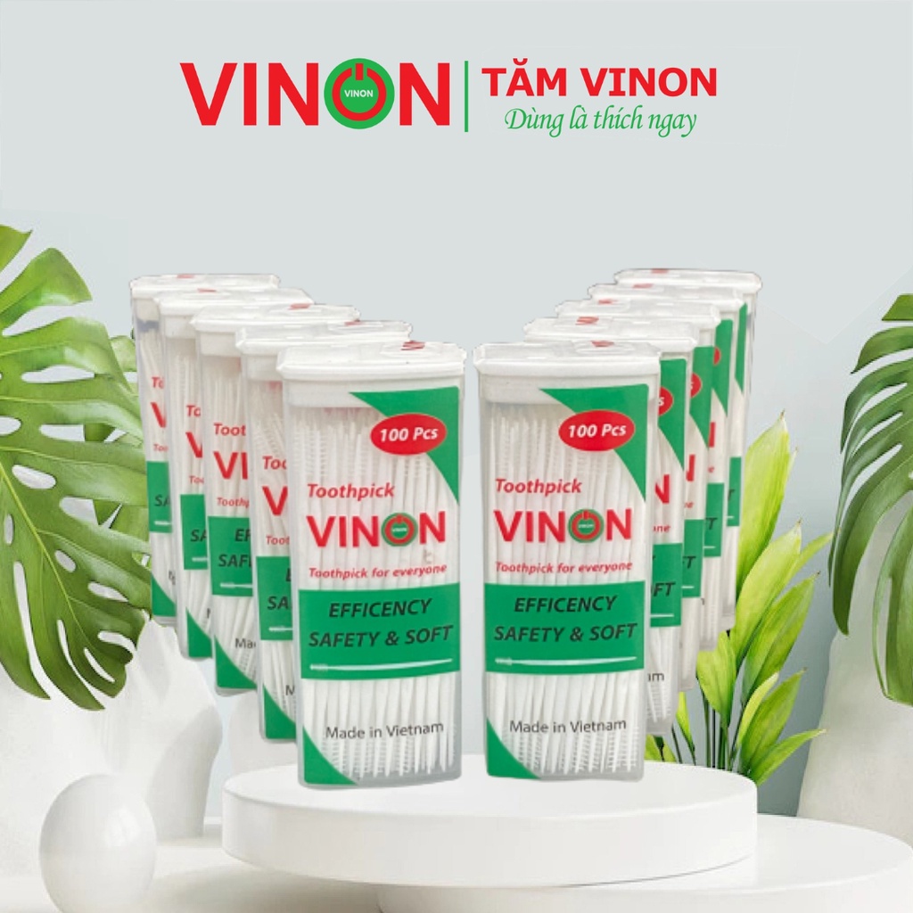 Tăm Vinon Thiết Kế Tỉ Mỉ Dùng Là Thích Ngay (Lốc 10 hộp x hộp x 100 tăm) (1000 tăm) MS02