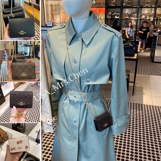 Coach chuỗi túi nhỏ mini messenger túi tiền, ví kẹp ngắn ví nữ